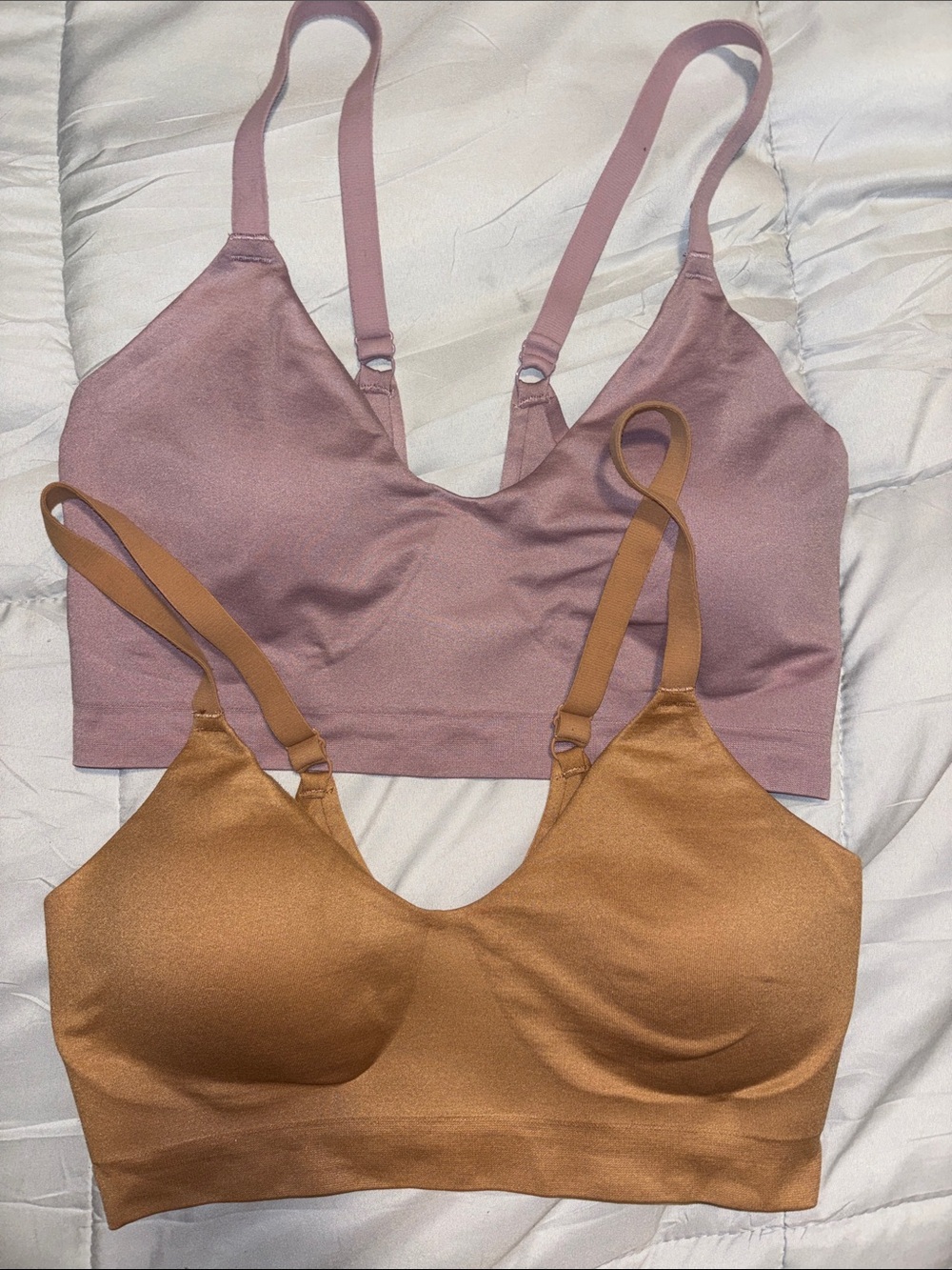 True & Co. Dual Bralette Set in Dusty Rose and Camel